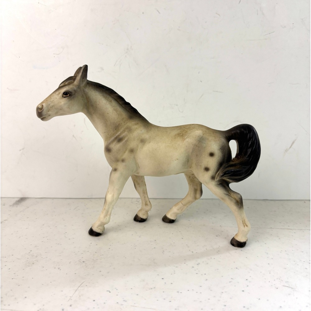 Vintage Ceramic Appaloosa Horse Figurine 5" Spotted Model Horse Repaired